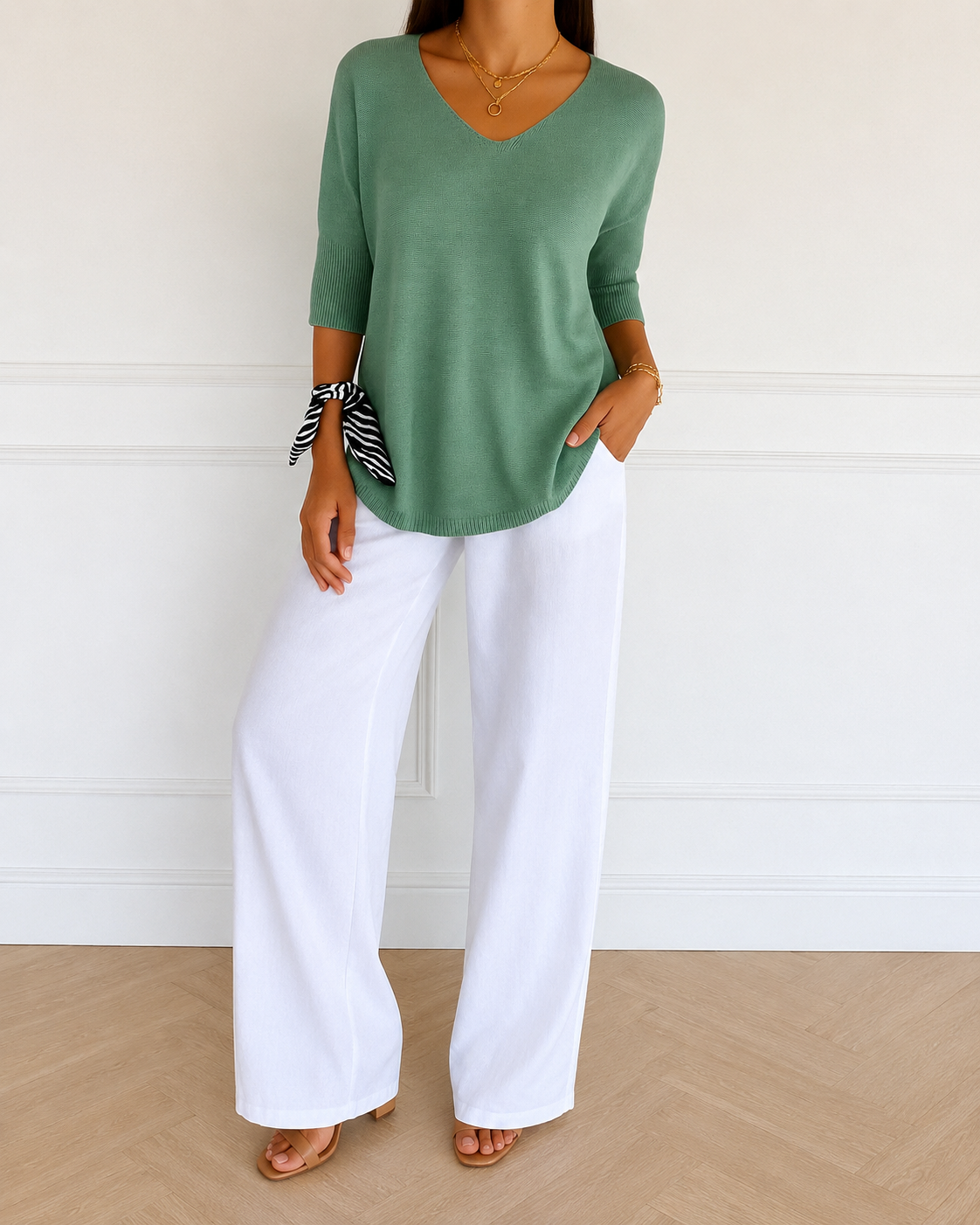Coraline Women's V-Neck Sweater – Fine Knit Fitted Pullover for Office and Casual Wear