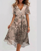 Clara Women's Short Sleeve Dress – Timeless Polyester Dress for Everyday Elegance