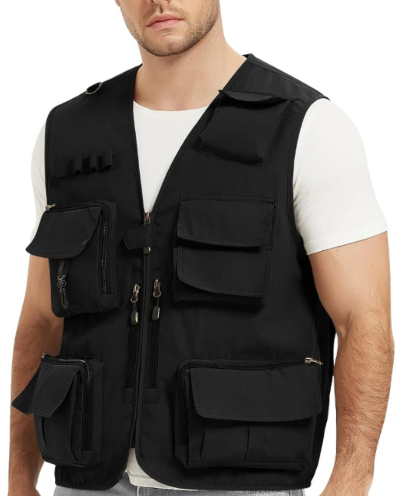 Hudson Men’s Fishing Vest – Quick-Dry Mesh Back, 15 Utility Pockets & Lightweight Fit