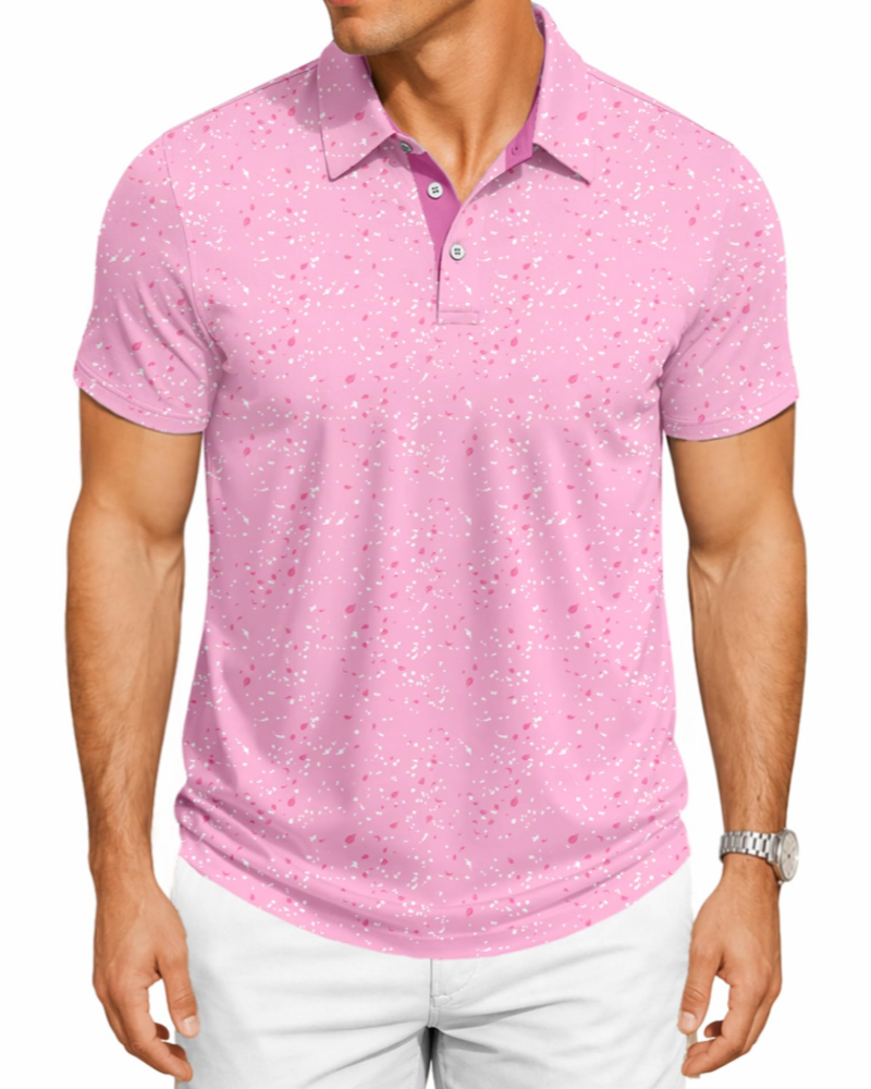 Spencer Men’s Printed Golf Polo – Moisture-Wicking, 4-Way Stretch & UPF 30+