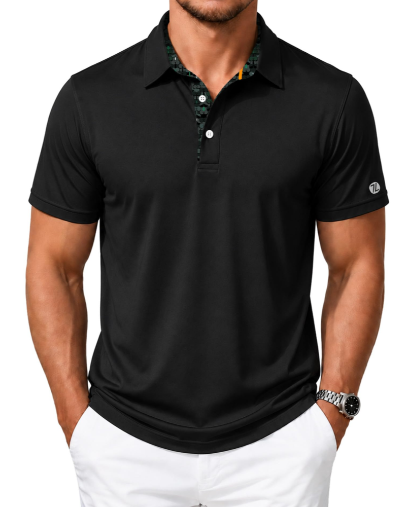 Declan Men’s Golf Polo Shirt – Quick-Dry, 4-Way Stretch & Printed Collar