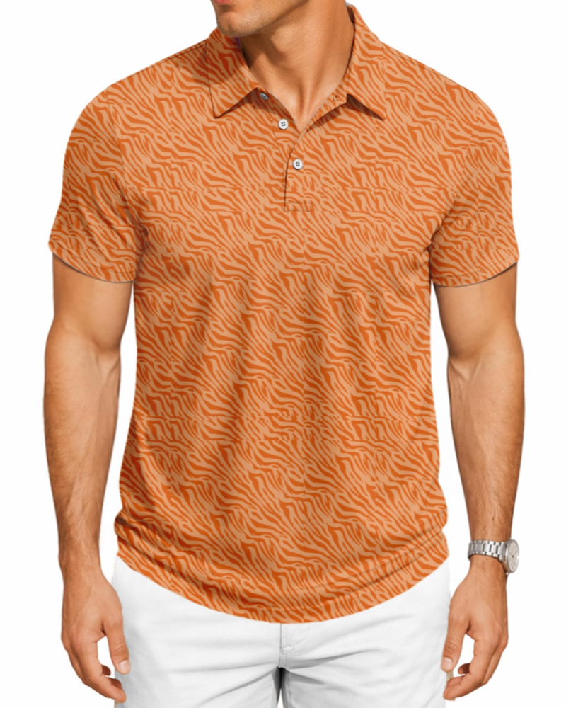 Spencer Men’s Printed Golf Polo – Moisture-Wicking, 4-Way Stretch & UPF 30+