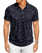 Spencer Men’s Printed Golf Polo – Moisture-Wicking, 4-Way Stretch & UPF 30+
