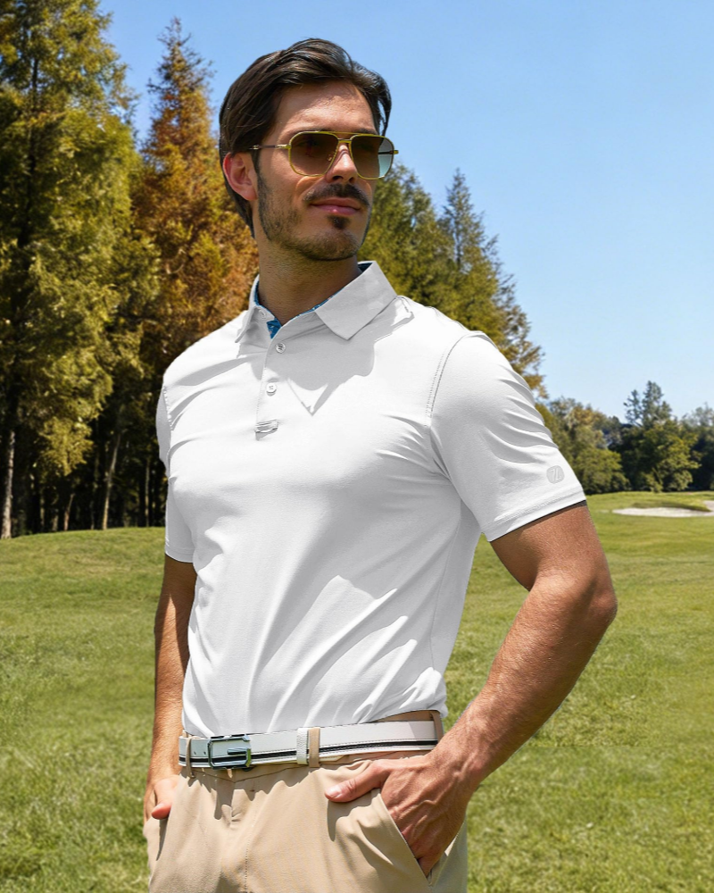 Declan Men’s Golf Polo Shirt – Quick-Dry, 4-Way Stretch & Printed Collar