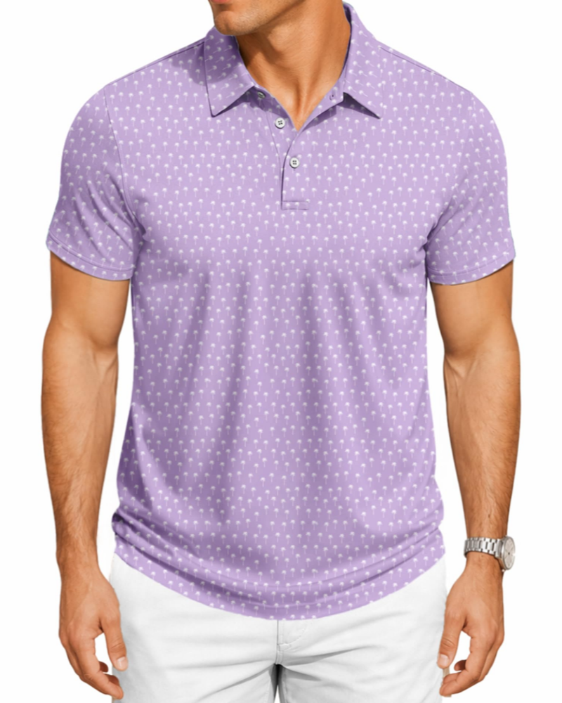 Spencer Men’s Printed Golf Polo – Moisture-Wicking, 4-Way Stretch & UPF 30+