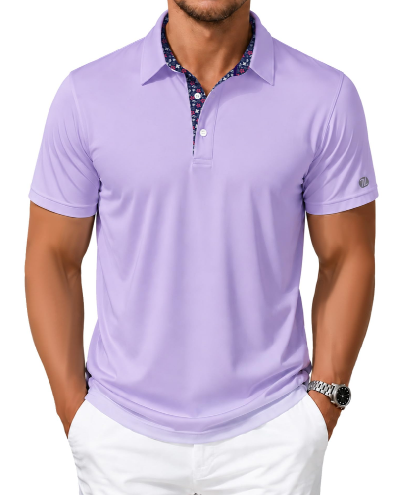 Declan Men’s Golf Polo Shirt – Quick-Dry, 4-Way Stretch & Printed Collar