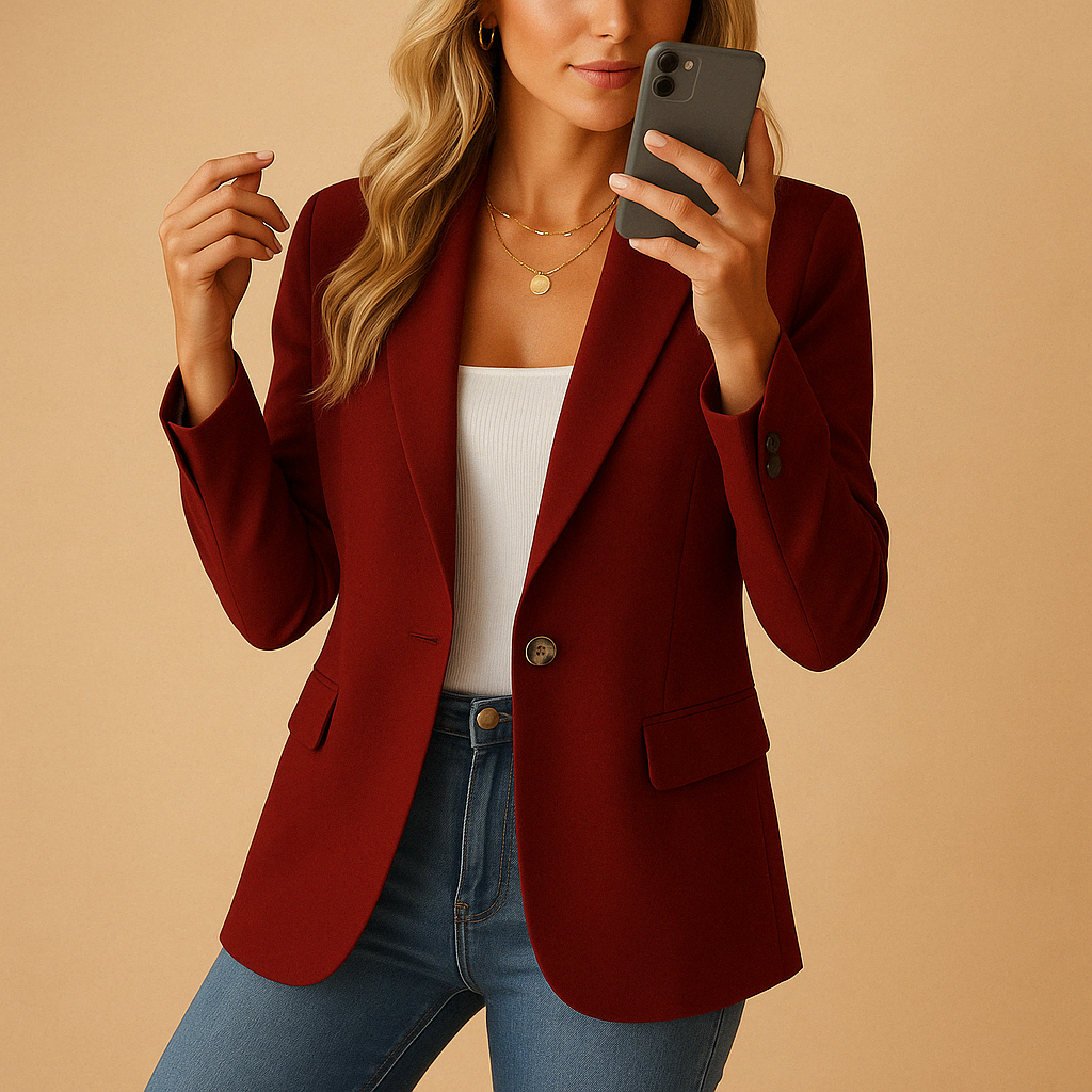 Kelly Women's Stretch Blazer – Tailored Fit Structured Shoulder Office Jacket