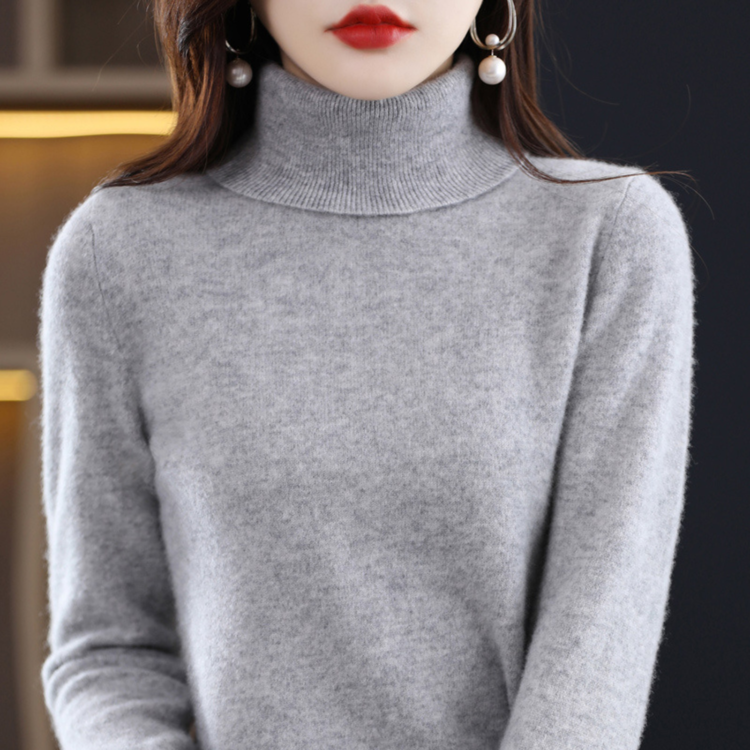 Emmie Women's Cashmere Turtleneck Sweater – Soft Regular Fit Elegant Pullover