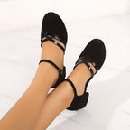 Zeline Women's Dance Shoes – Latin Ballroom Suede Sole Adjustable Heels