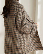 Audrey Women's Plaid Oversized Jacket – Double-Breasted Vintage Blazer Coat