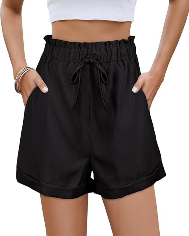 Ava Women's Summer Shorts – High Waist Drawstring Shorts with Pockets for Travel