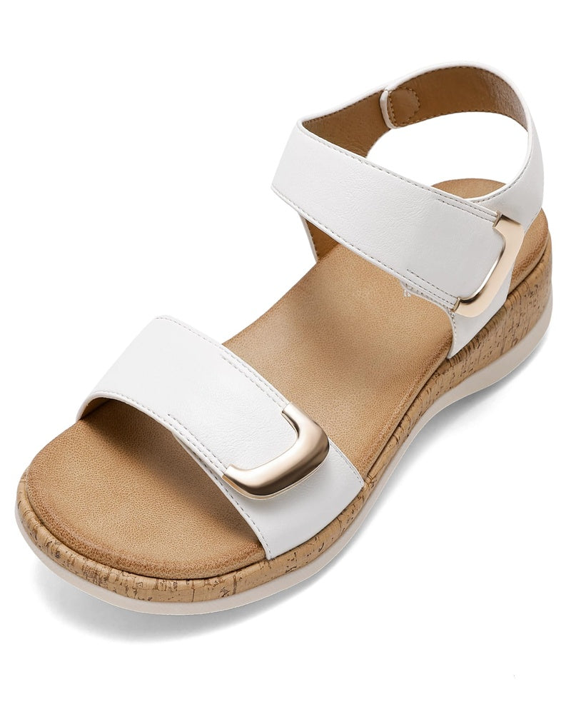 Nora Women's Flat Sandals – Adjustable Buckle Beach Slides with Non-Slip Sole