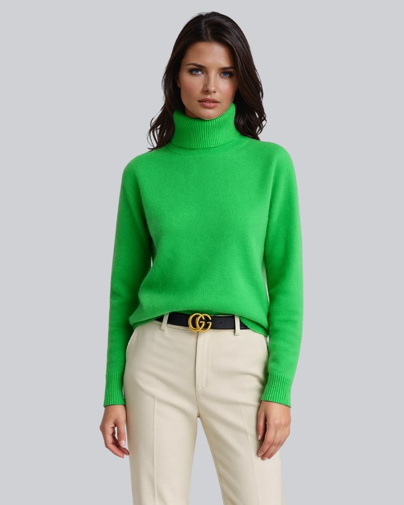 Mave Women's Turtleneck Sweater – Soft Knit Long Sleeve Pullover for Fall and Winter