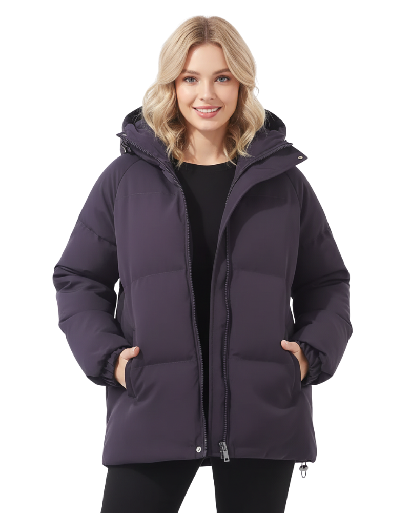 Lilah Women's Lightweight Puffer Jacket – Hooded Zip Winter Coat for Travel