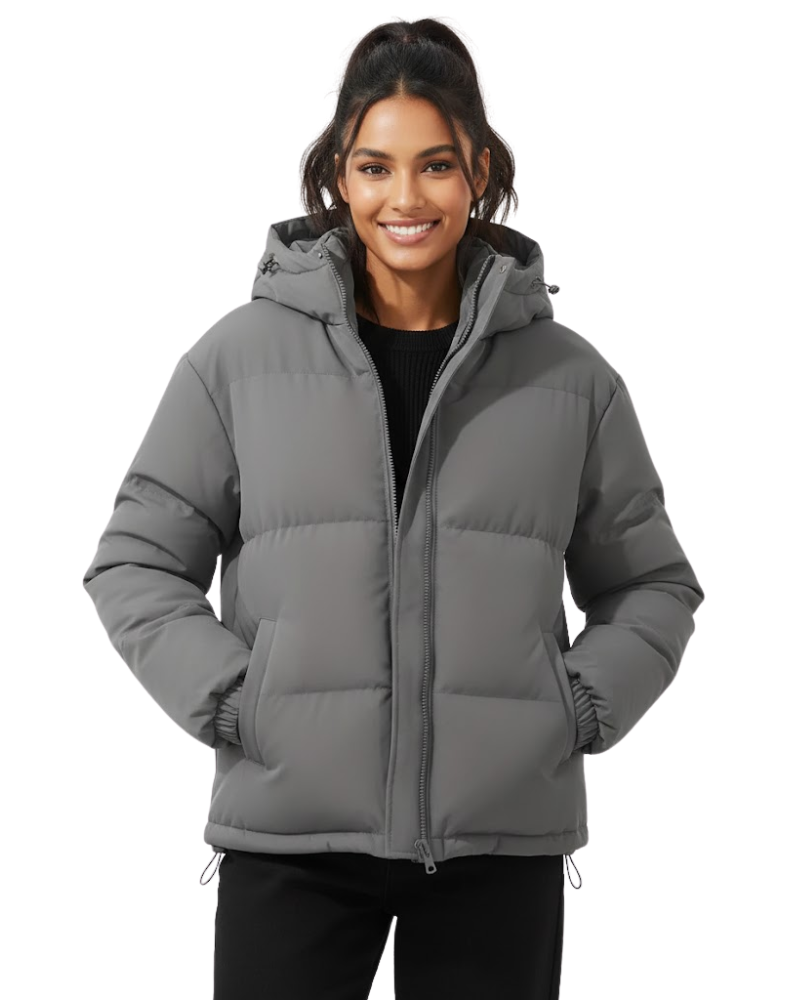 Lilah Women's Lightweight Puffer Jacket – Hooded Zip Winter Coat for Travel