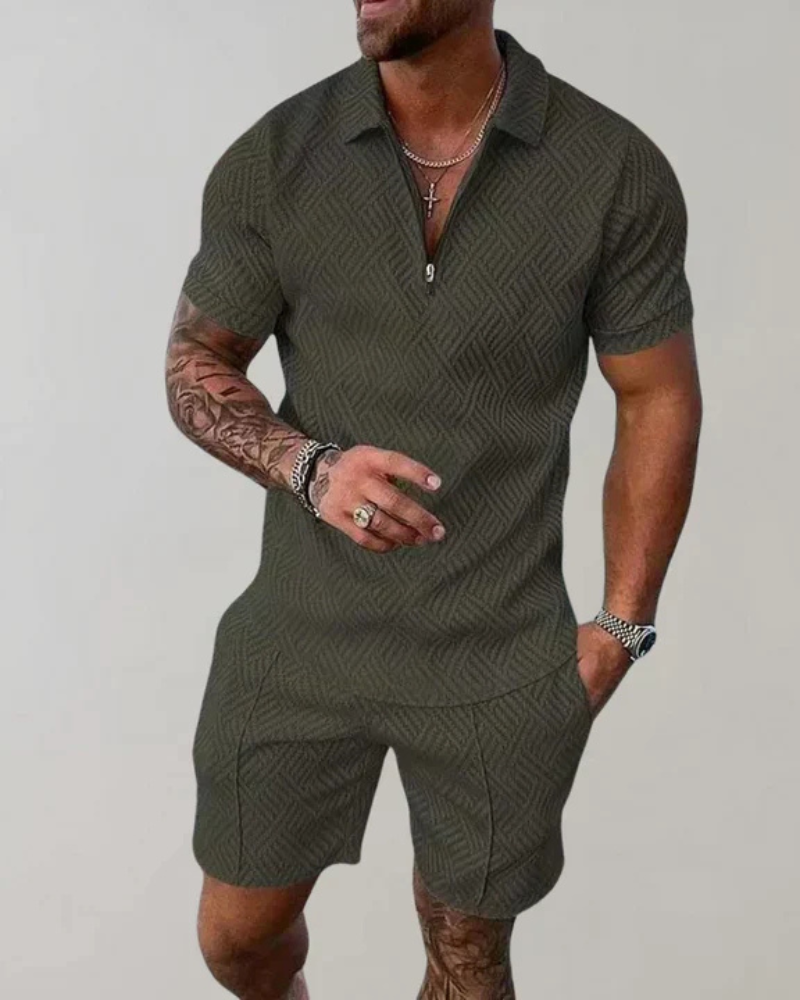 Oliver Men's Summer Set – Cotton Linen Two-Piece Outfit for Vacation and Casual Wear