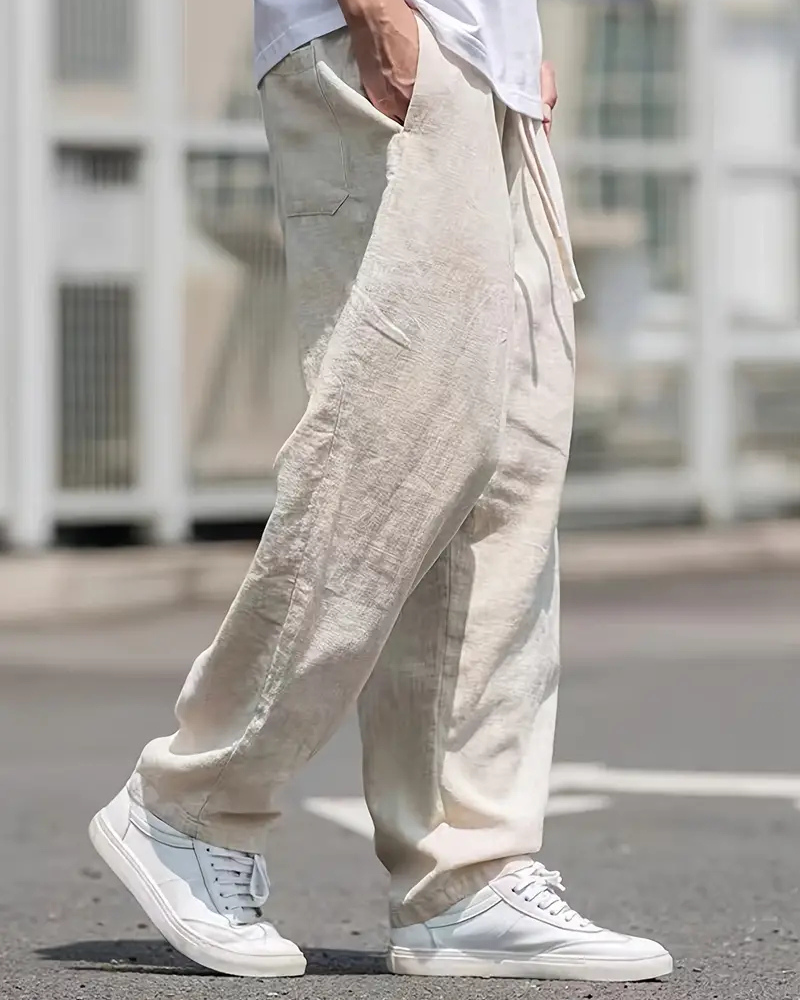 Liam Men's Linen Pants – Wide Leg Breathable Summer Trousers for Casual Wear