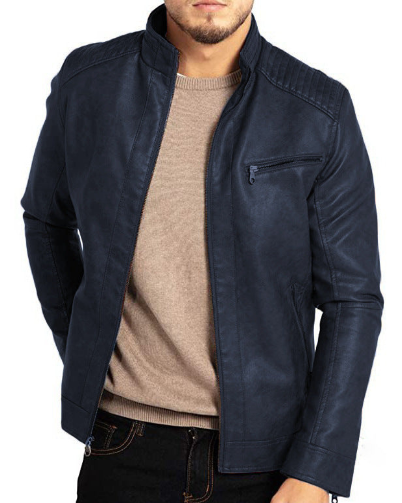 Marlon Men's Leather Jacket – Vintage Genuine Leather Bomber with Pockets