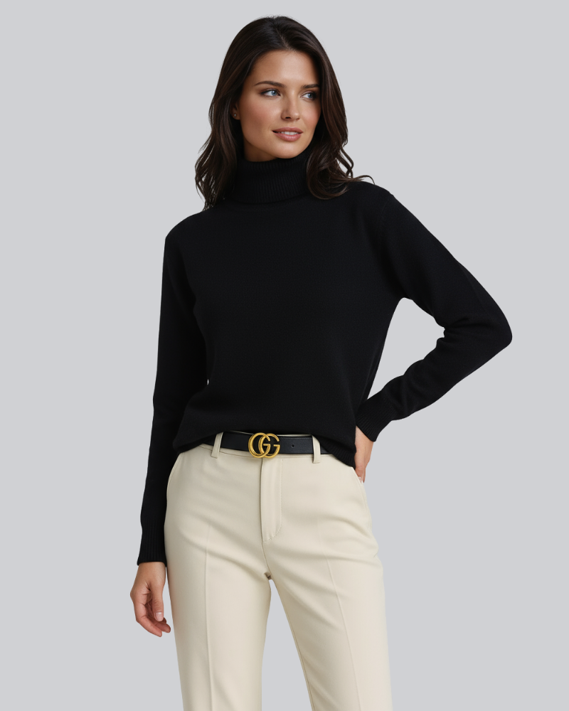 Mave Women's Turtleneck Sweater – Soft Knit Long Sleeve Pullover for Fall and Winter
