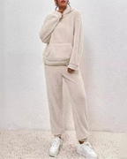 Sloane Women's Fleece Lounge Set – Hooded Winter Pajama Set with Wide Leg Pants