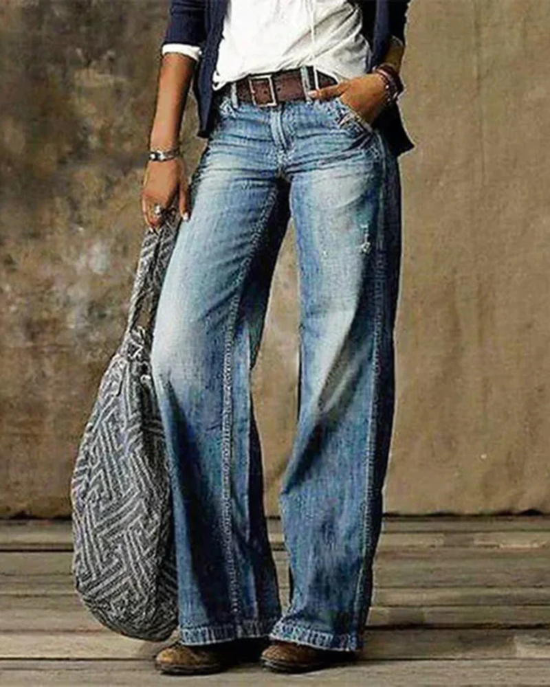 Emie Women's Low Rise Jeans – Vintage Stretch Denim Pants for Everyday Wear