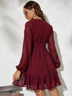 Christy Women’s Polka Dot Dress – Fit & Flare Midi Dress with Sheer Long Sleeves