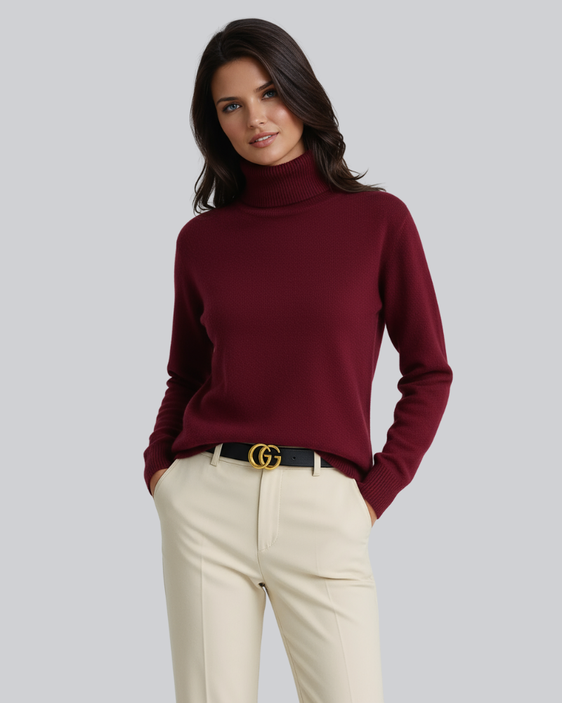 Mave Women's Turtleneck Sweater – Soft Knit Long Sleeve Pullover for Fall and Winter
