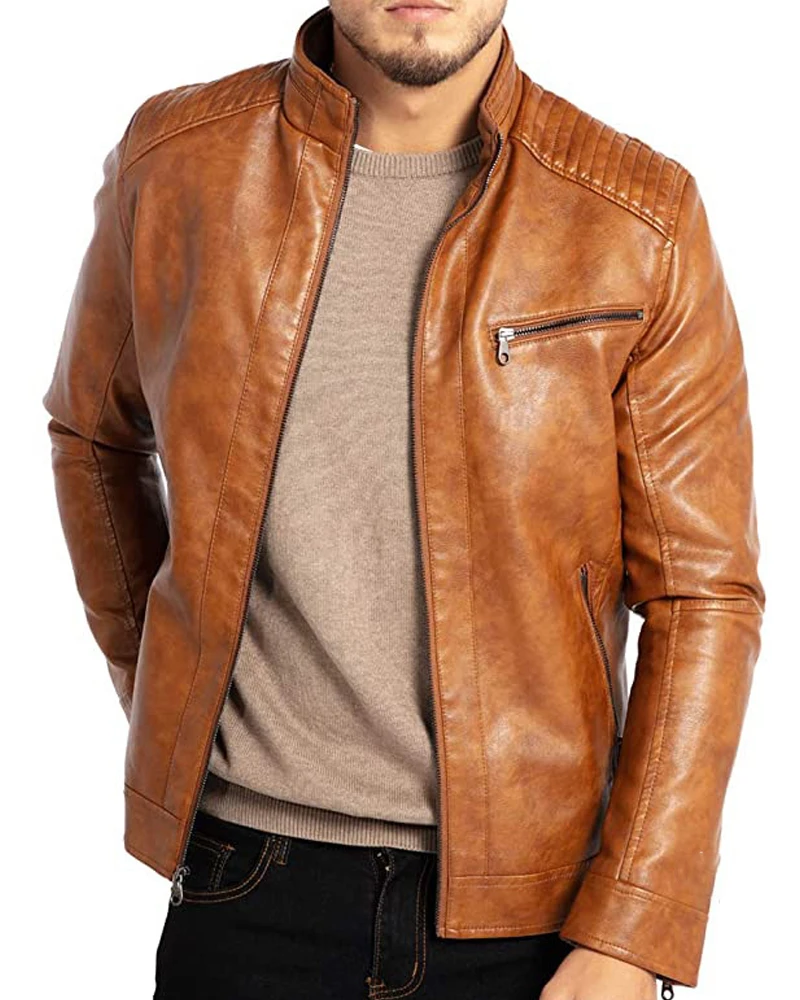 Marlon Men's Leather Jacket – Vintage Genuine Leather Bomber with Pockets