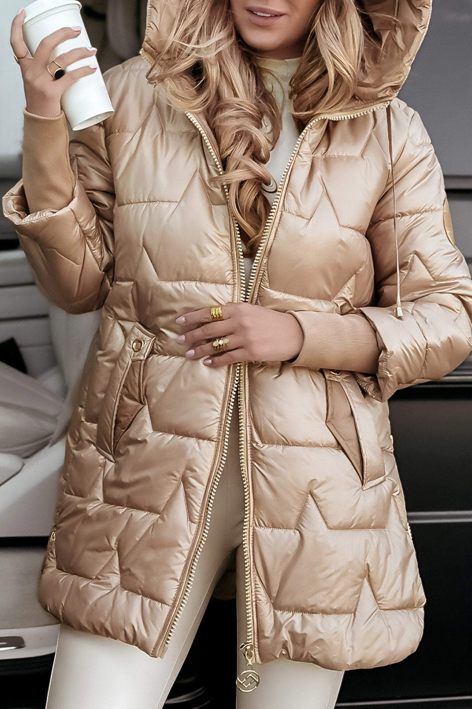 Kimberly Women’s Hooded Autumn Coat – Warm Cotton Blend Casual Jacket