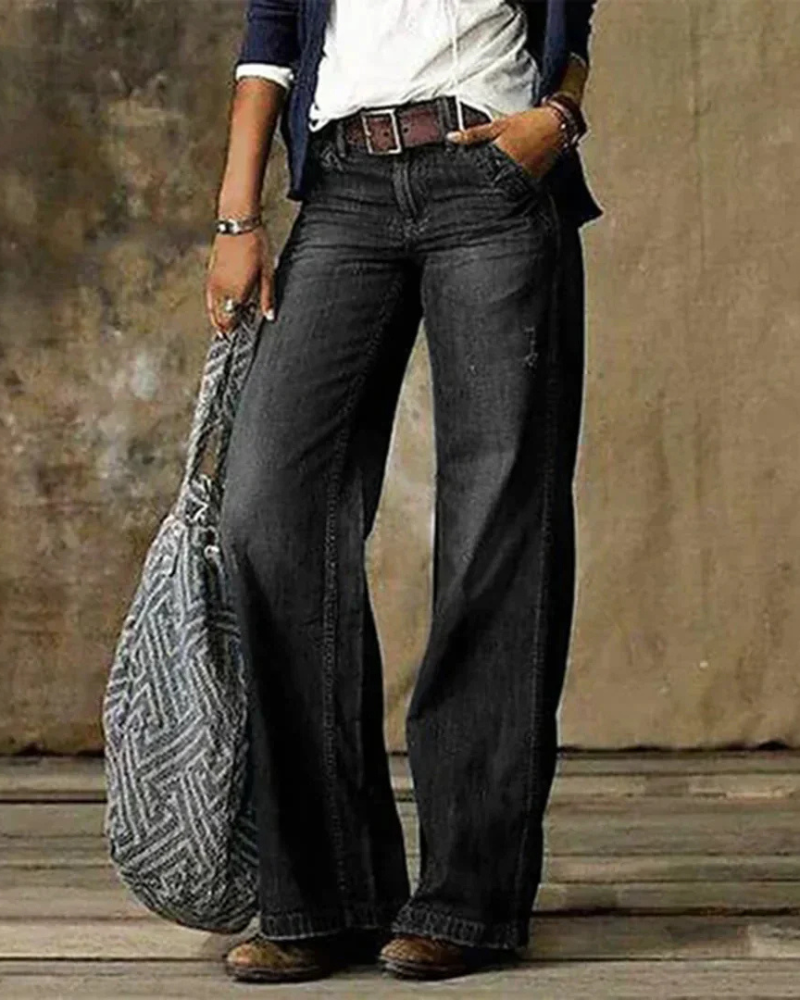 Emie Women's Low Rise Jeans – Vintage Stretch Denim Pants for Everyday Wear