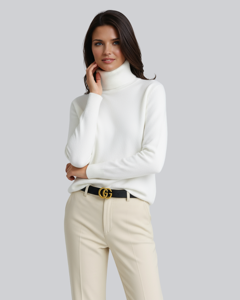 Mave Women's Turtleneck Sweater – Soft Knit Long Sleeve Pullover for Fall and Winter