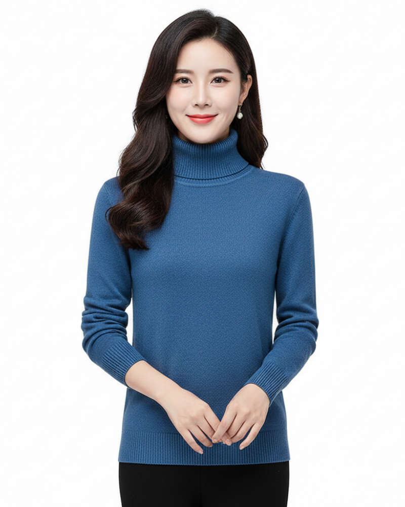 Lea Women's Cashmere Turtleneck Sweater – Fitted Warm Knit Pullover