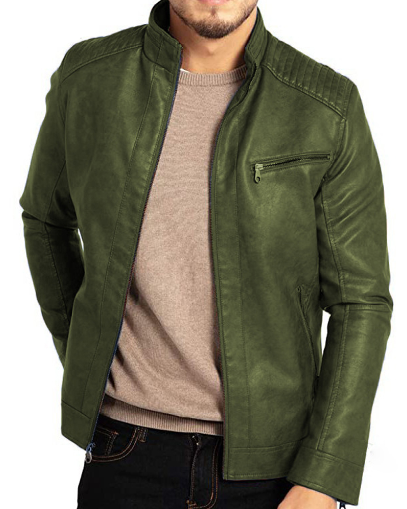 Marlon Men's Leather Jacket – Vintage Genuine Leather Bomber with Pockets