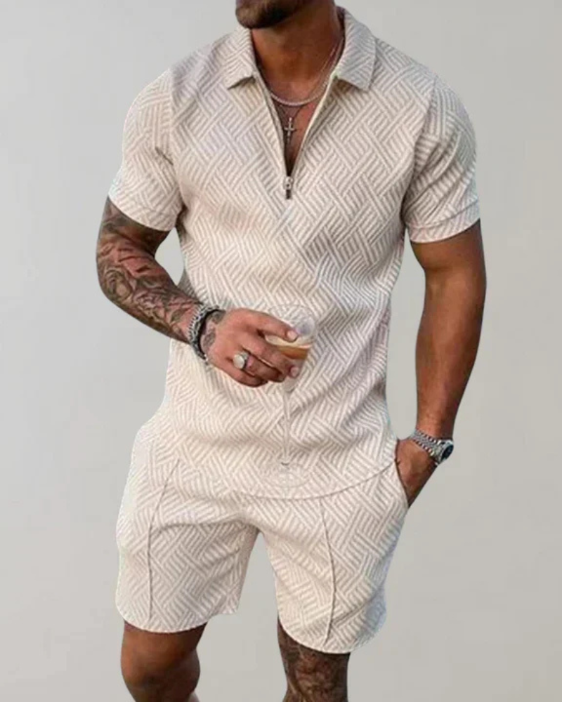 Oliver Men's Summer Set – Cotton Linen Two-Piece Outfit for Vacation and Casual Wear