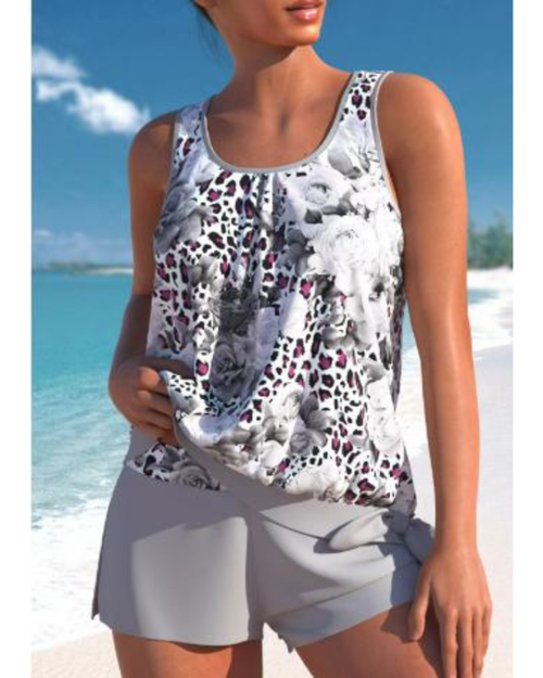 Adalina Women's Floral Tankini Set – Two-Piece Swim Top with Matching Shorts