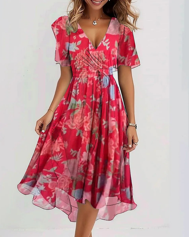 Aimee Women's Floral Midi Dress – Breathable Spring Summer Dress for Brunch