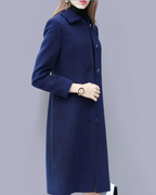 Analia Women's Long Button Coat – Classic Elegant Coat with Pockets for Office Wear