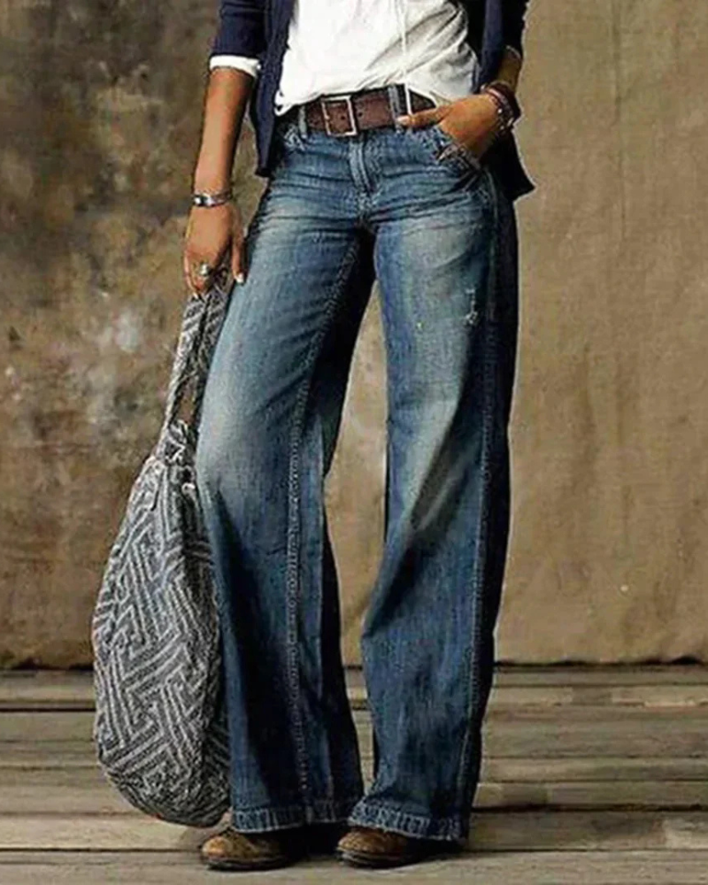 Emie Women's Low Rise Jeans – Vintage Stretch Denim Pants for Everyday Wear