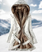 Sadie Women's Long Parka – Faux Fur Lined Hooded Winter Coat with Drawstring Waist
