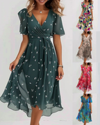 Aimee Women's Floral Midi Dress – Breathable Spring Summer Dress for Brunch