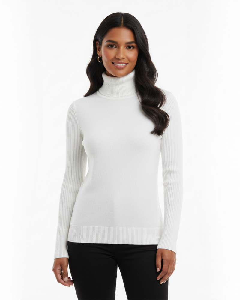 Lea Women's Cashmere Turtleneck Sweater – Fitted Warm Knit Pullover
