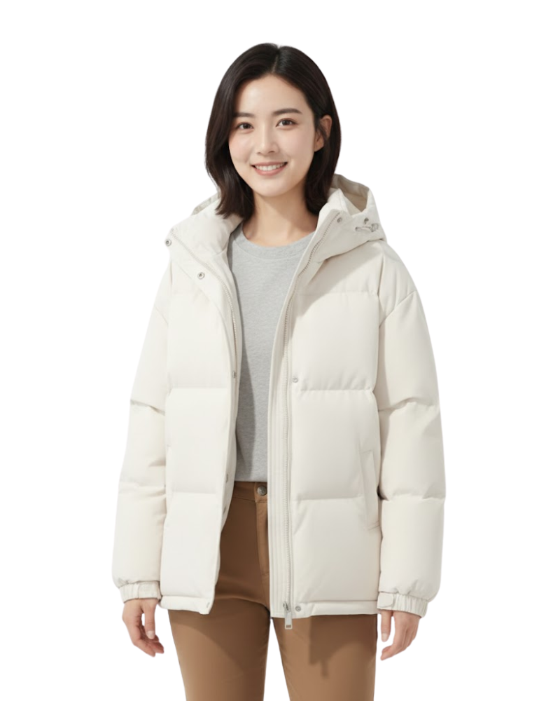 Lilah Women's Lightweight Puffer Jacket – Hooded Zip Winter Coat for Travel