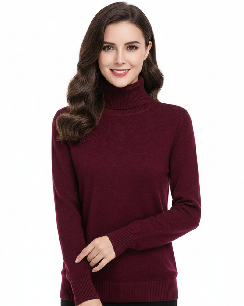 Lea Women's Cashmere Turtleneck Sweater – Fitted Warm Knit Pullover