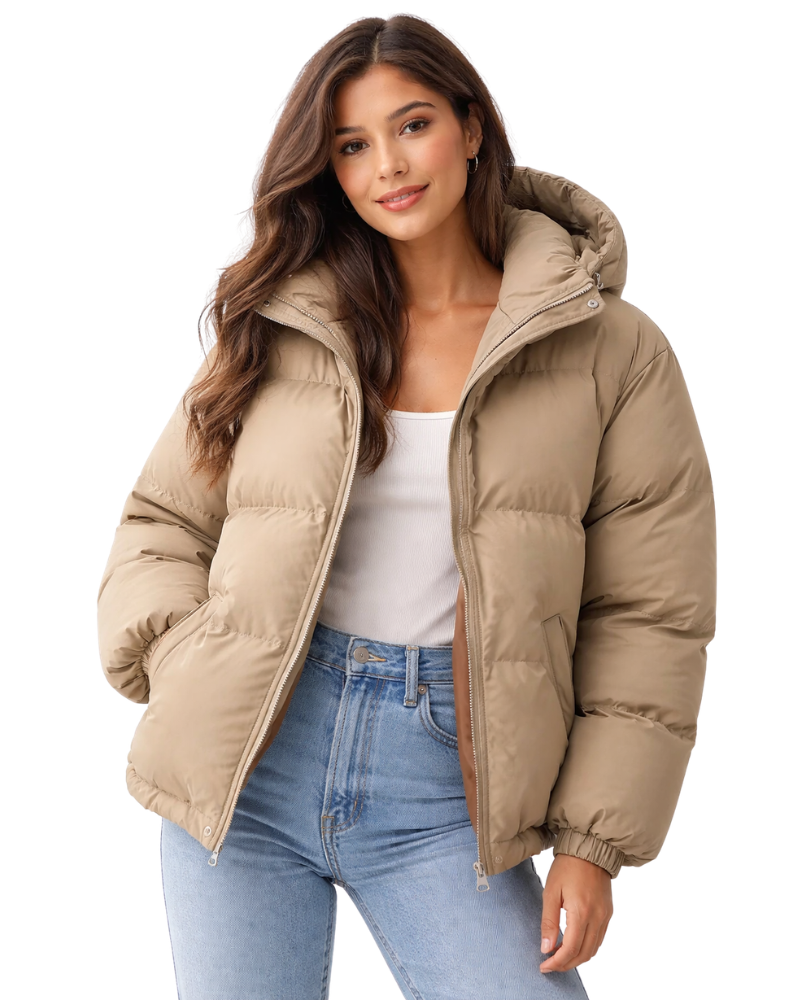 Lilah Women's Lightweight Puffer Jacket – Hooded Zip Winter Coat for Travel