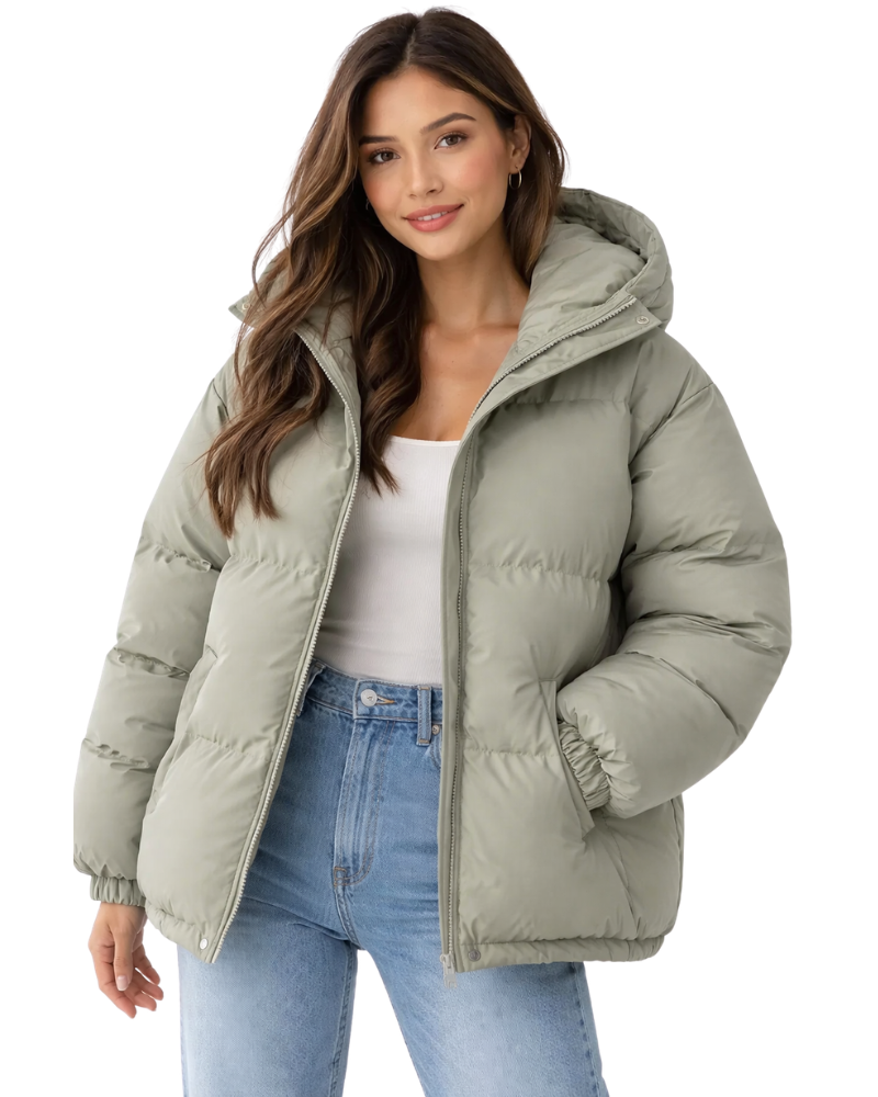 Lilah Women's Lightweight Puffer Jacket – Hooded Zip Winter Coat for Travel