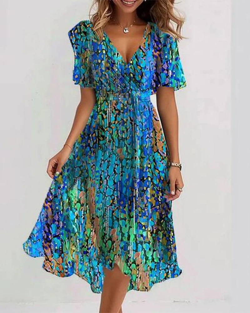 Aimee Women's Floral Midi Dress – Breathable Spring Summer Dress for Brunch