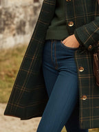 Peyton Women's Plaid Wool Coat – Long Fitted Button Winter Coat