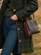 Peyton Women's Plaid Wool Coat – Long Fitted Button Winter Coat