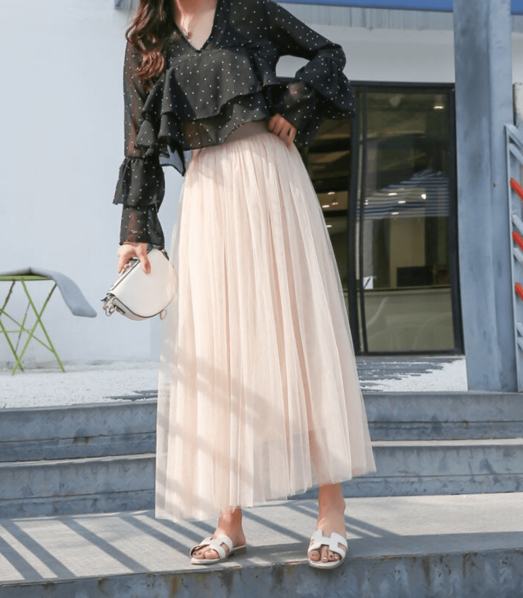 Shandria Women’s Tulle Midi Skirt – High Waist Layered Mesh Skirt with Elastic Waistband