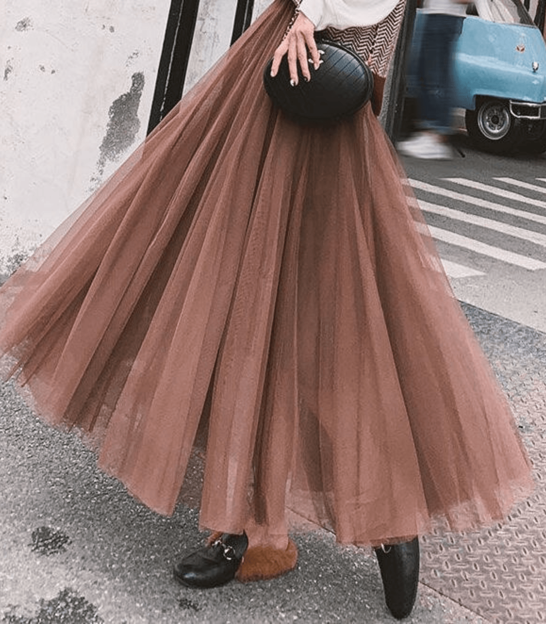 Shandria Women’s Tulle Midi Skirt – High Waist Layered Mesh Skirt with Elastic Waistband